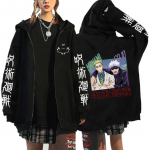 Ryomen Sukuna Graafiline tr&uuml;kitud kapuutsiga Anime Jujutsu Kaisen Riided Meeste Naiste Lukuga kapuutsid Harajuku Pusa vabaaja lukuga jope 4XL