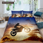 Mootorrattakrossi Tekikottide Komplekt Motokrossi S&otilde;itja Lastele Teismelistele &Auml;&auml;rmusspordi Stiilis Pol&uuml;ester Voodipesukomplekt Voodipesu Kahekohaline Queen King EU single(135x200cm)