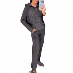 2 tk/komplekt Naiste kapuutsiga p&uuml;ksid &uuml;likond Rhinestone Decor Pikad varrukad Patchwork Sport dressipluus elastne v&ouml;&ouml; p&uuml;ksid Fitness Outfit S&uuml;giskevadine dressid XXXL