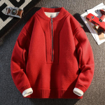 Lukuga moes kampsun meeste kootud kampsun &uuml;hev&auml;rviline pikkade varrukatega pullover topp L punane