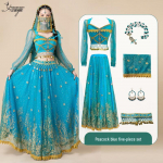 Printsess Jasmiini kost&uuml;&uuml;m naistele - Eksootiline India tantsu ja k&otilde;hutantsu riietus Medium