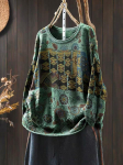 Johnature Vintage Lahtine Isikup&auml;rane &Uuml;mmarguse Kaelusega Kampsun Naistele Talvine Pikkade Varrukatega Hiina Stiilis Vintage Stiilis Kampsun One Size roheline
