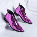 Heledad kingad Meeste lillad pidulikud nahast k&otilde;rge &uuml;laosaga kleit kingad meestele New Style Man Business Kingad Yuppie Brogue kingad 47 lilla