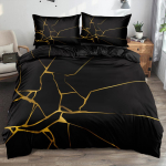 Klassikaline 3D Marmorist Tekikate Komplekt Voodipesu Komplektid Tekikatted Padjap&uuml;&uuml;rid 3-osaline Tekikate Voodipesu Voodi 140x200 Voodikatted cot size70x133cm2pc black