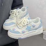Moodsad armsad sinised t&auml;hega spordijalan&otilde;ud naistele Kawaii Harajuku stiilis paksude talladega tennised Naiste vabaaeg mitmek&uuml;lgsed platvormiga vulkaniseeritud kingad 4.5 sinine