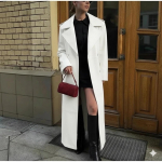 K&auml;sitsi valmistatud pehme lambanahast uus naiste nahast trench-coat, sobiv, ehtne, valge, vabaaja S valge