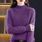 Kampsunid Mood S&uuml;gis Talv Soe Villane Pehme Pikkade Varrukatega Kampsun Džemprid Naistele Paks Lahtine Elastsus Kilpkaelusega Pullovers Kootud Top XS lilla