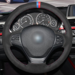 K&auml;sitsi &otilde;mmelda ehtsast nahast must seemisnahast auto roolikate BMW F30 F31 F34 F20 F21 F22 jaoks B-style