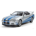 1/24 Nissan Skyline GTR-R34 Kiired ja vihased Sulam Autode Mudel Heli Valgus Kollektsioneeritav Miniatuur Voiture Diecast M&auml;nguauto Poiss sinine/h&otilde;be