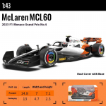 1:43 2023 McLaren F1 meeskond MCL60 4# Lando Norris 81# Oscar Piastri Austraalia Maroko Briti Sulam Metallist Valatud Mudelautod Hobi
