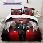 Luciferi mustriga voodipesu komplekt Tekikott Padjap&uuml;&uuml;r Kodu kaunistus Kingitus (1 * tekikott + 2 * padjap&uuml;&uuml;ri, ilma s&uuml;damikuta) 135x200cm