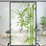 Mati staatiline aknakile kleebised Hiina bambusmetsa maastikud V&auml;rvilised klaaskiled Privaatsus P&auml;ikesekaitse Piilumisvastased kleebised Dekoratsioon 45x90cm