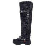 Crocs Classic Leopard Print Suede Knee high Boots Women's Black 212387-0CU 38-39