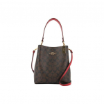 Coach Town Monogrammi logoga kaetud l&otilde;uendist ja sileda nahast &auml;mbrikujuline kott Naiste k&auml;ekotid Tumehall Punane 2312-IMRVQ Gift Box Set (Basic Set+Yellow Box)