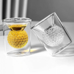 2 tk 50 ml golfipalli klaasist topsid Naljakad kahekordse seinaga shotiklaasid Joogiklaasid viski tee Espresso kohvi jaoks 50ml