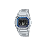 Casio t&auml;ismetallist seeria B5000 ruudukujulise sihverplaadiga digitaalkell 200 m veekindel p&auml;ikeseenergia kvartsliikumine roostevabast terasest rihm unisex-kellad must GMW-B5000D-2 Regular Watch Box,Silver Strap