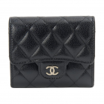 Chanel AP0229 Klassikaline V&auml;ike Klapp Kolmekordne Rahakott Kavi&auml;&auml;rnahk Must Kuldne Riistvara AP0229-B10583-C3906 Gift Set(Basic Set+Box+Shopping Bag)