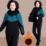 Suures suuruses talvine soe 2-osaline komplektid Kapuutsiga pl&uuml;&uuml;sis voodriga dressid k&otilde;rge v&ouml;&ouml;kohaga haaremi p&uuml;ksid &uuml;likond pl&uuml;&uuml;s voodriga paks jooksja naise riietus 2XL sinine