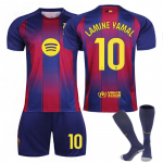 Lamine Yamal 25/26 Laste spordivarustus Barcelona Nr. 10 Jersey Hingav Pol&uuml;ester Sinine 110-120 CM kollane