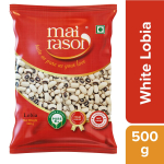 MAI RASOI Valged Lobia Chawli oad 500 g Poleeritud, valgurikas, esmaklassiline Cowpea Kotipakk igap&auml;evaseks k&ouml;&ouml;gikasutuseks