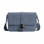 COACH League 29 klassikaline presb&uuml;oopiline signatuuriga jacquard-l&otilde;uendi ja nahast &otilde;la-crossbody kott suur meeste sinine sinine