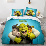 Monster Shreki 3D Prinditud Tekikott Padjap&uuml;&uuml;r Voodipesu Komplekt &Uuml;heinimese T&auml;iskasvanu Suurused Laste Magamistuppa 140x200cm