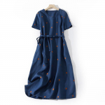 Linane Vintage Prindiga T&auml;piline Kleit Naistele Suvine L&uuml;hikeste Varrukatega Puuvillane L&otilde;tv Vabaaja Midi Kleit P&auml;evituskleit Vestidos M