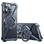 Oatsbasf Magsafe Telefonikate iPhone 16 15 Pro/Pro Max/16 E jaoks, metallist raamita, 360&deg; p&ouml;&ouml;rleva alusega, p&otilde;rutuskindel kaitsekaas For iPhone 16 Pro