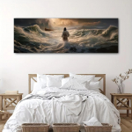 1 tk Jeesus k&otilde;nnib vee peal L&otilde;uendikunstitr&uuml;kis - Raamita, Ristisuunaline orientatsioon, Klassikaline religioosne kristlik seina kaunistus, Inspira (as the picture,50x100cm No Frame)