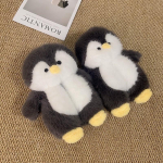 Naiste Pingviinikujulised Pl&uuml;&uuml;sist Puuvillased Sussid - Libisemiskindlad, Paks Tald, Kandakate, Unisex Siseruumides Talvised Soojad Jalan&otilde;ud Size 38-39 white