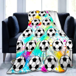 Superpehme jalgpallitekk Kerge hubane 3D-tr&uuml;kitud flanellist visketekk spordif&auml;nnidele Lastele T&auml;iskasvanutele Kingituseks Voodi Diivani Diivani 130x150cm-M