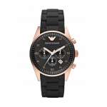 Emporio Armani AR5905 meeste k&auml;ekell must rihm must sihverplaat 43mm + karp