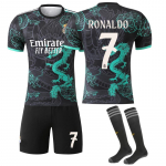 (#7 RONALDO) 25-26 Real Madrid Draakonimustriga Must Roheline Jalgpallis&auml;rk Lastele ja T&auml;iskasvanutele XL