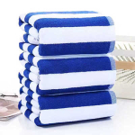 Triibuline puuvillane rannar&auml;tik 80x150cm &Uuml;legabariidiline frotee Reisi-Spordi Vannir&auml;tikud t&auml;iskasvanutele Sinivalgete triipude disain J&otilde;usaali pesulapp 80CM x 150CM blue