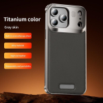 &uuml;mbris iPhone 17 pro maxile Nahast magnetiline kaitsekaas Raamita alumiiniumisulam Kriimustusvastane S&otilde;rmej&auml;ljevastane P&otilde;rutuskindel iPhone17 orange