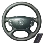 T&auml;ielikult must nahast auto rooliratta kate Mercedes benz E350 W211 C209 C219 W463 R230 SL500 CLK350 2004-2008 jaoks BE1 gray
