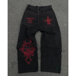 Meeste Y2K Hip Hop Gooti Laiad teksap&uuml;ksid L&otilde;dva l&otilde;ikega Streetwear Denim P&uuml;ksid Vabaaja P&uuml;ksid XL gray