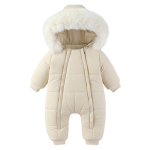 Vasts&uuml;ndinu s&uuml;gis-talve mantel Beebi soe kombinesoon Kapuutsiga PlussSametist Beebir&otilde;ivad 0-18 kuud 73 beež