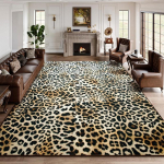Leoparditr&uuml;kiga vaip libisemiskindel loomatr&uuml;kiga elutoavaip retro stiilis metsik geparditr&uuml;kiga boheemlaslik kaasaegne matt magamistuppa kontorisse 80x120cm-Felt gray