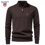 Gant 2026 S&uuml;gis ja Talv Uus Meeste Puuvillane Kampsun Seisukrae T&otilde;mblukuga Meeste Kampsun Pullover Kampsun M black