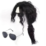 Uus Michael Jacksoni Cosplay Parukas V&otilde;i Prillid MJ Must Krussis S&uuml;nteetiline Parukas Juuksed Peakatted Halloweeni Cosplay Parukad Aksessuaarid Rekvisiit 150cm black