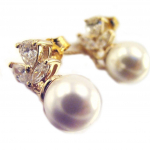 Les Tr&eacute;sors De Lily [E7749] - kullatud k&otilde;rvar&otilde;ngad  Catherine  valge kuldne - 10x8 mm valge