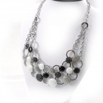 NOA [G8340] - Collier Cr&eacute;ateur 'Sissi' noir blanc must