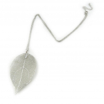 Les Tr&eacute;sors De Lily [N1081] - Collier Cr&eacute;ateur 'Feuille d'Or' argent&eacute; h&otilde;be