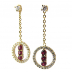 Altesse [P1948] - Boucles plaqu&eacute; or 'Scarlett' rubis blanc dor&eacute; punane