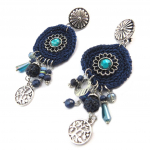 Les Tr&eacute;sors De Lily [P3648] - Clips Cr&eacute;ateur 'Alta&iuml;' bleu argent&eacute; sinine