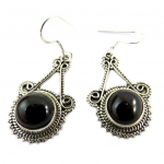 Les Tr&eacute;sors De Lily [P7231] - K&auml;sitsi valmistatud h&otilde;bedast k&otilde;rvar&otilde;ngad 'Heaven' must star diopside h&otilde;be - 24x19 mm must