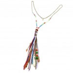 Les Tr&eacute;sors De Lily [P8449] - Collier Sautoir Cr&eacute;ateur 'Altai' multicolore - 62 cm- motif 18 cm punane