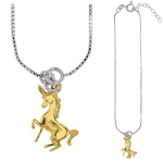 Les Tr&eacute;sors De Lily [Q9359] - Cha&icirc;ne Cheville Argent artisanale 'Licorne My Unicorn' dor&eacute; argent&eacute; (rhodi&eacute;) - 26 cm 15x15 mm kuld