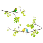 Les Tr&eacute;sors De Lily [Q0609] - Kleebiste leht  Parakeets  roheline - 20x70 cm valge